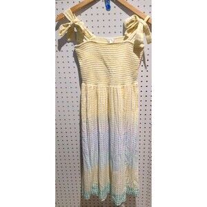 Lauren Conrad Dress Medium Pastel Easter Spring Yellow Straps Stretch